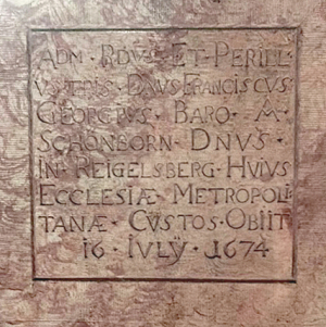 Gruftplatte von Franz Georg von Schönborn